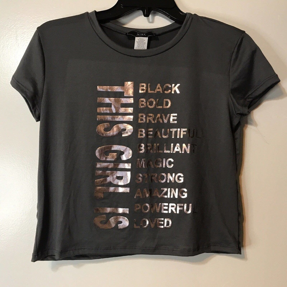 Vibe T-Shirt Junior SZL Cropped Graphic Words Pre-Owned